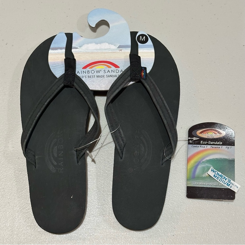 Rainbow Sandals Women's Medium Black Premier Leather